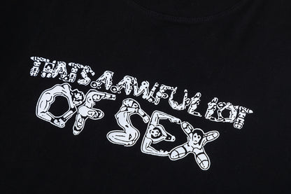 Unisex Oversized Graphic T-Shirt, Black Crewneck Streetwear Top