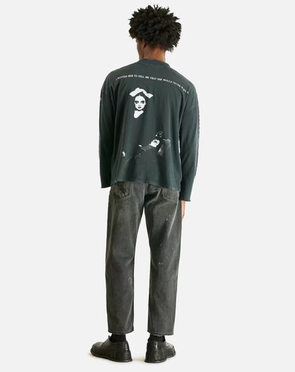 Enfants Riches Deprimes ERD x Nubian Tokyo Nun Phone Long Sleeve Tee Washed Distressed Horror Vintage Dark Art Streetwear Top | Nubian Nun