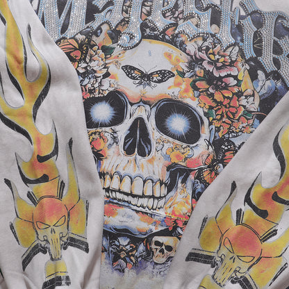 Majestik Floral Skull Rhinestone Fleece Hoodie