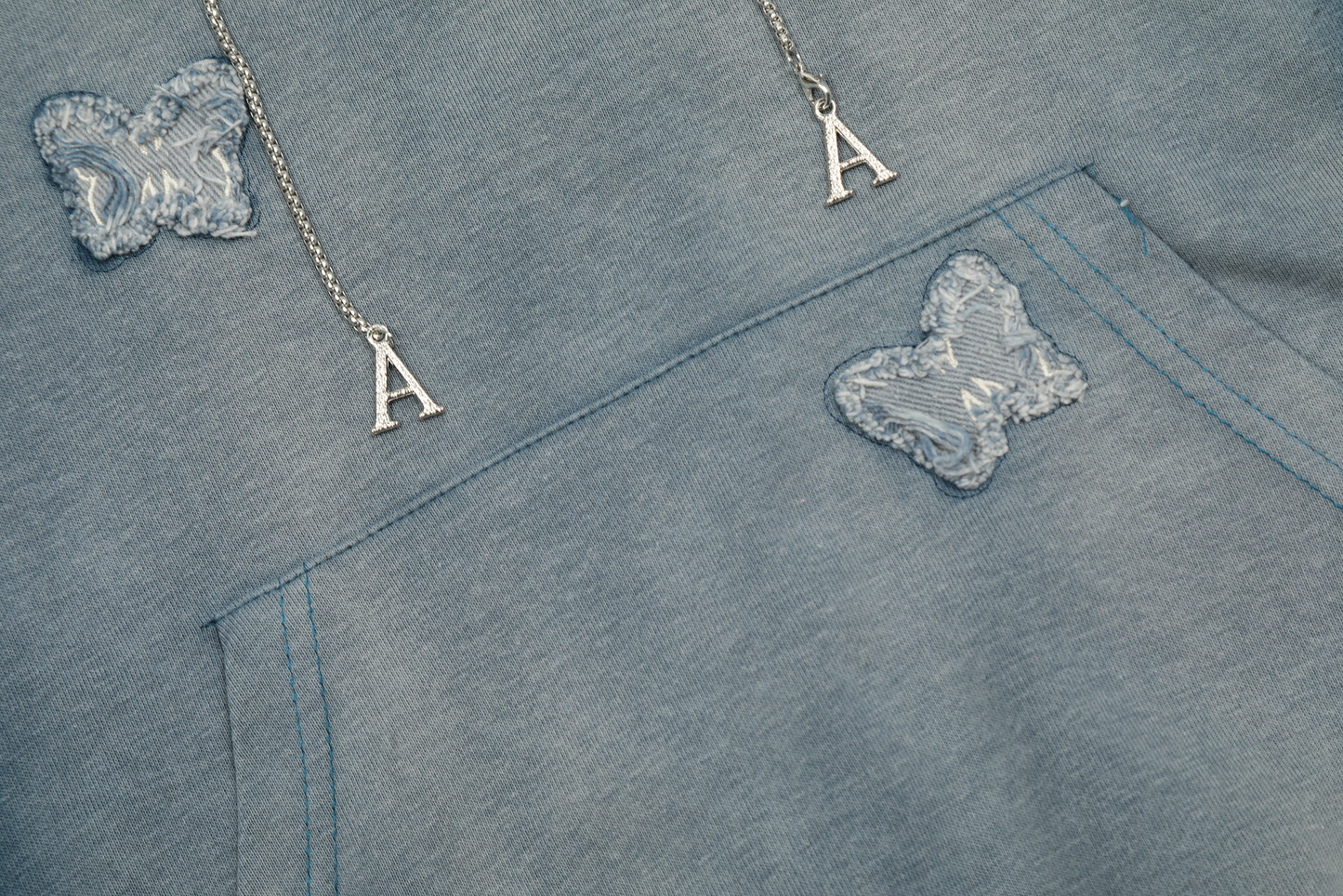 Butterfly Patch Embroidery Chain Drawstring Washed Hoodie Oversized Streetwear Y2K Grunge Casual Fall Winter Pullover Sweatshirt | Dusk Drift