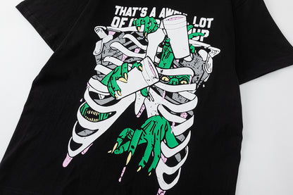 Slime Drip Graphic Tee Slogan Print Oversized Black Cotton Streetwear Casual Summer T-Shirt | Green Slime