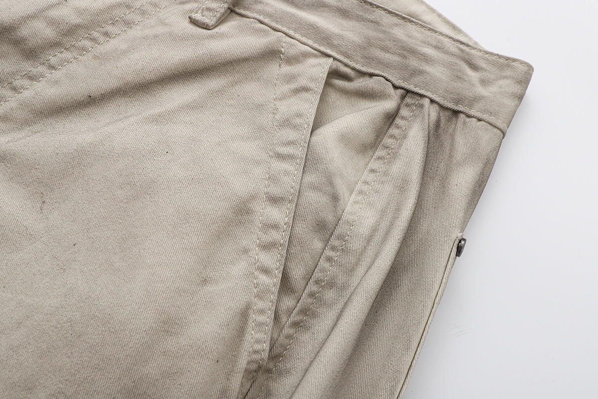 Diagonal Seam Wide Leg Cargo Pants High Waist Khaki Washed Utility Streetwear Casual Trousers | Sand Arc
