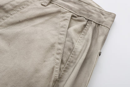 Diagonal Seam Wide Leg Cargo Pants High Waist Khaki Washed Utility Streetwear Casual Trousers | Sand Arc