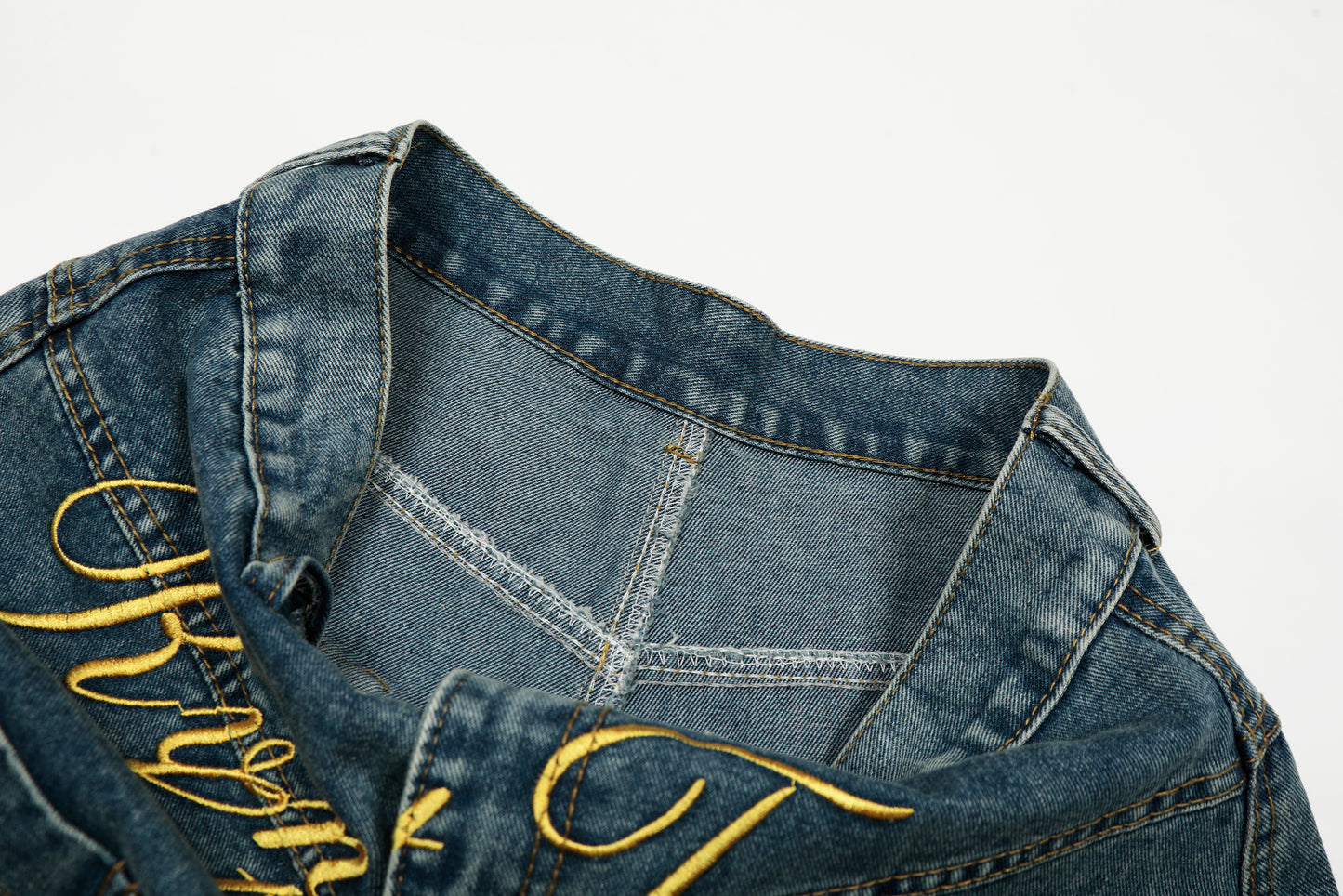 Women's RyntFeng Toysen Gold Script Floral Embroidery Balloon Wide Leg Denim Jeans High Waist Y2K Streetwear Baggy Jean Pants