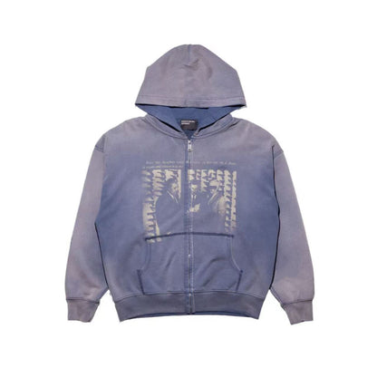 Enfants Riches Deprimes ERD Leave My Daughter Write Zip Hoodie Washed Gradient Drop Shoulder Heavyweight Cotton Oversized Zip-Up Sweatshirt | Daughter Write