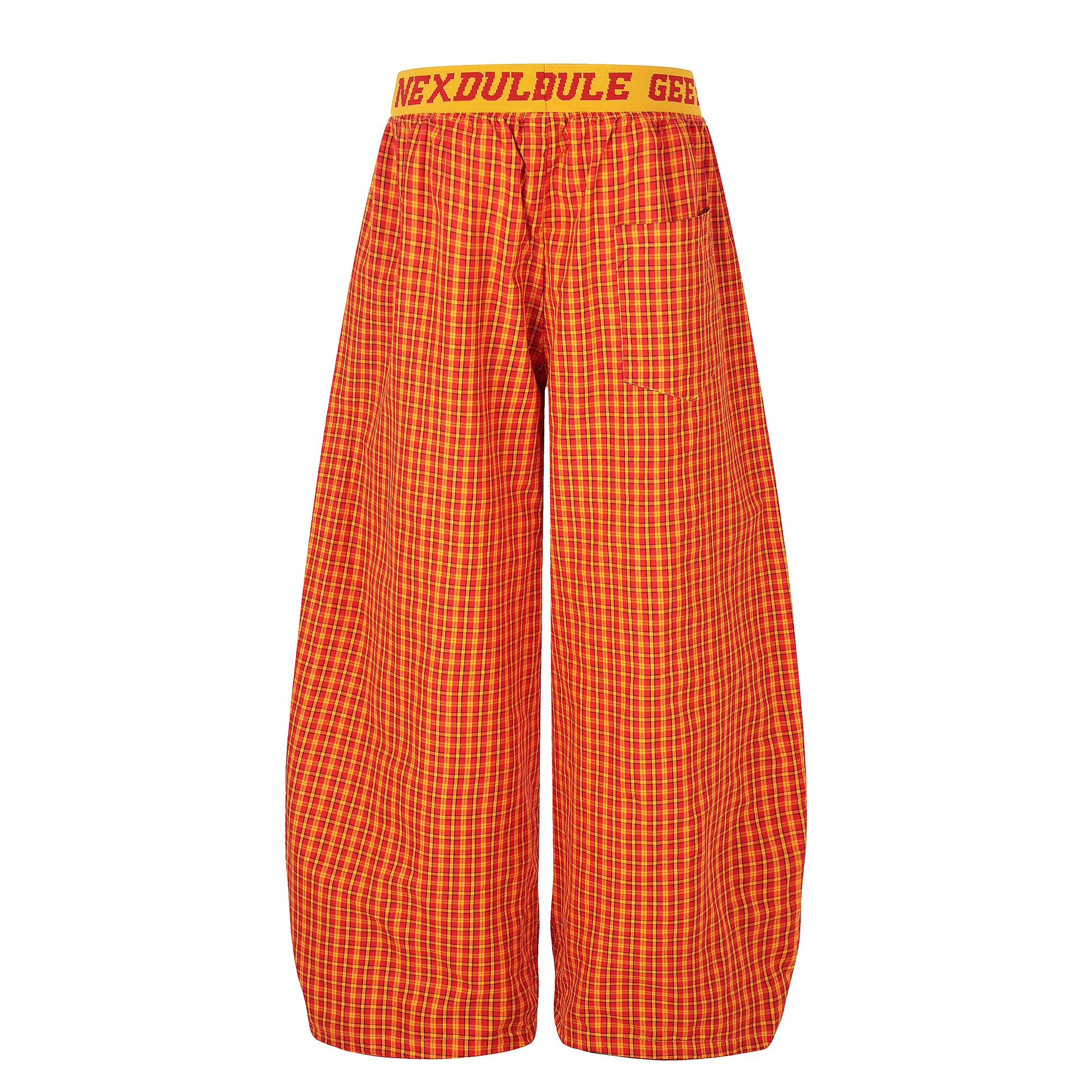 Plaid Drop Wide Leg Pants Red Detail