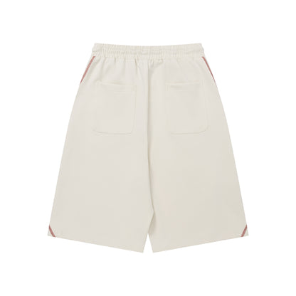 Contrast Stitch Drawstring Shorts Wide Leg Elastic Waist Streetwear Summer Casual Shorts