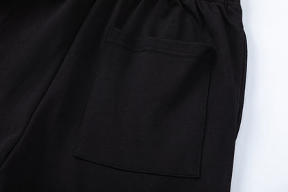Solid Black Elastic Waist Athletic Shorts Lightweight Casual Summer Street Workout Shorts | Jet Short