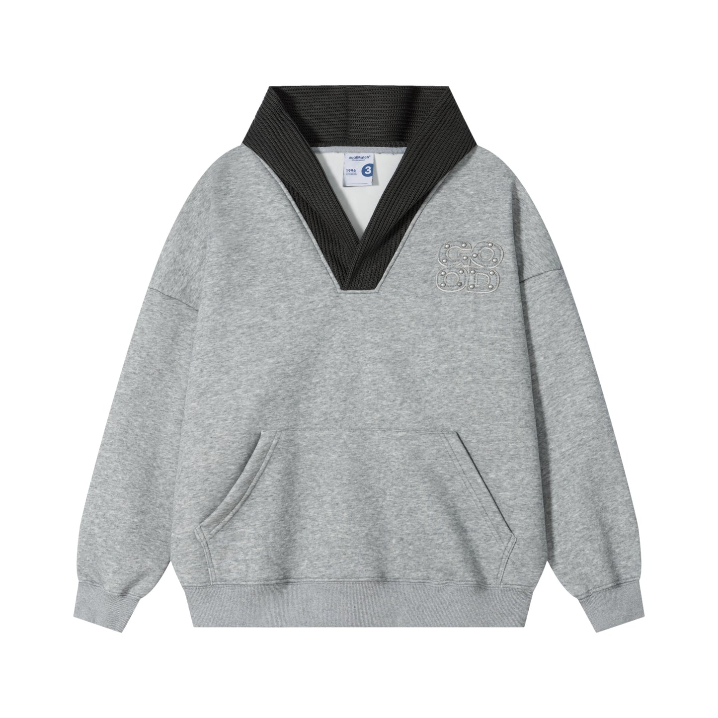 Grey marl and Black DuoMatch hoodie front comparison