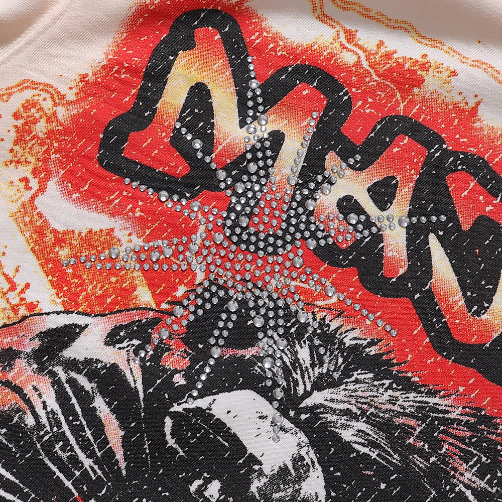 编号MA301，Majestik橄榄球棕熊印花烫钻设计洗水做旧开衫连帽卫衣16 - 6