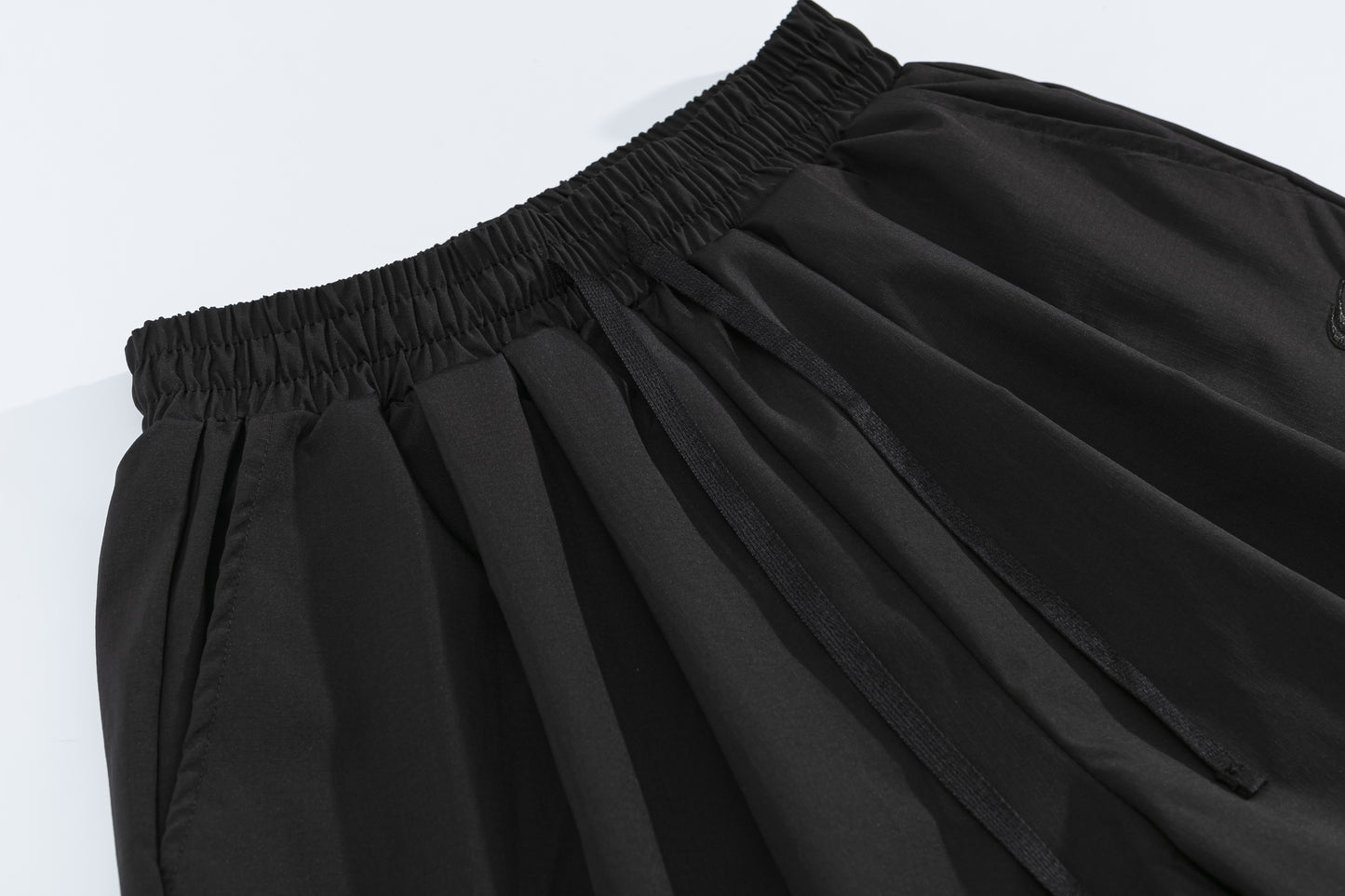 Tactical Drawstring Shorts Elastic Waist Side Cord Hem Wide Leg Streetwear Casual Shorts