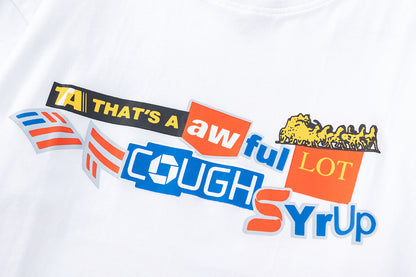Graphic T-Shirt, Crew Neck Short Sleeve Cough Syrup Typography Shirt