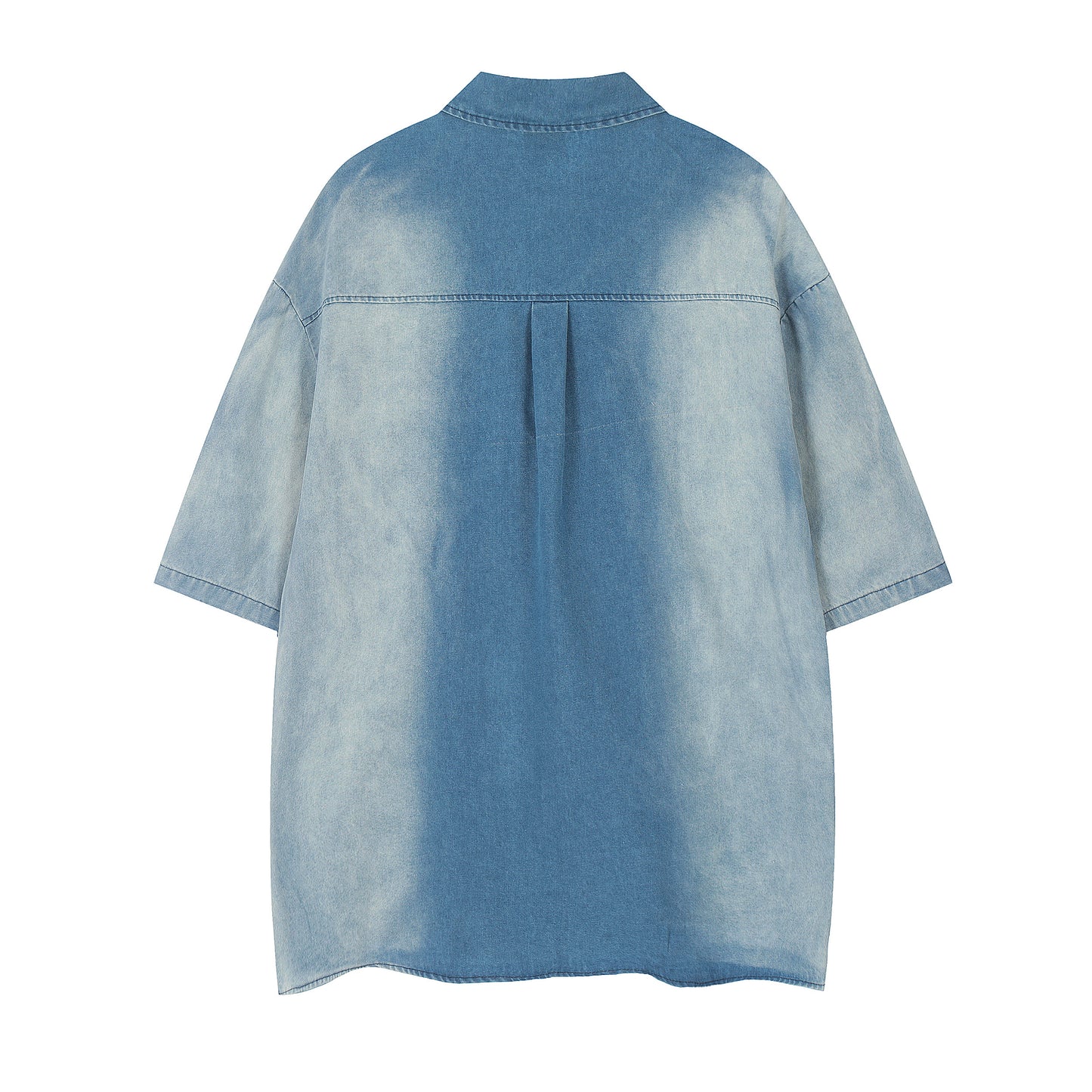 Geesas Na Max star embroidered denim shirt light blue - front