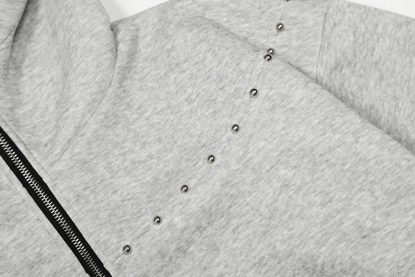 Cat Rivet 3D Cat Ear Rivet Zip Up Hoodie Oversized Streetwear Y2K Egirl Grunge Fleece Lined Sweatshirt | Cat Rivet
