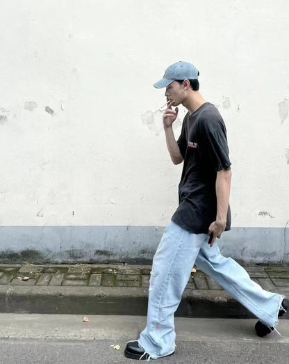 Distressed Logo-Patch Jeans