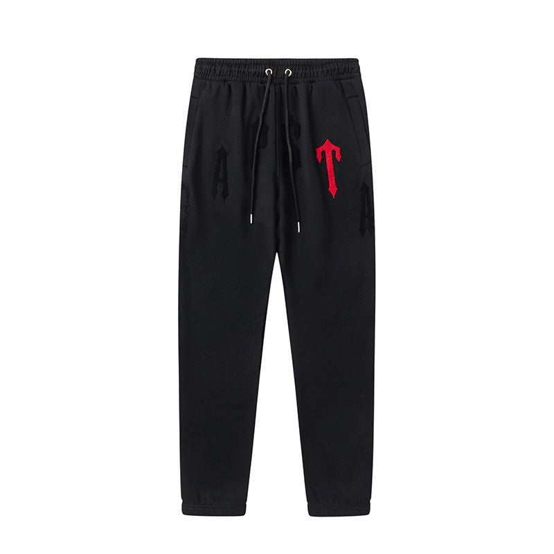 Trapstar black hoodie and joggers tracksuit set with red graphic lettering - view 6