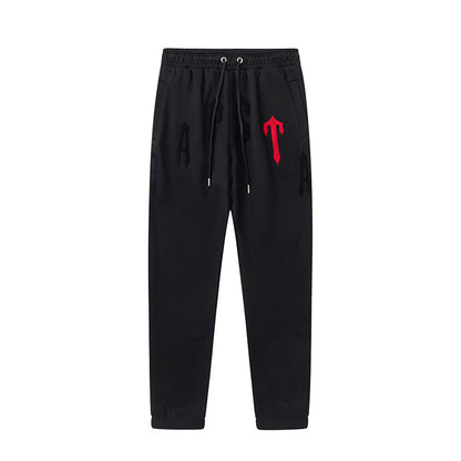 Trapstar Black and Red Graphic Hoodie and Joggers Tracksuit Set, Two Piece Streetwear Outfit