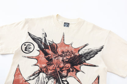 Graphic Print Tee Hellstar Oversized Streetwear Casual Summer Cotton T-Shirt | Solar Hex