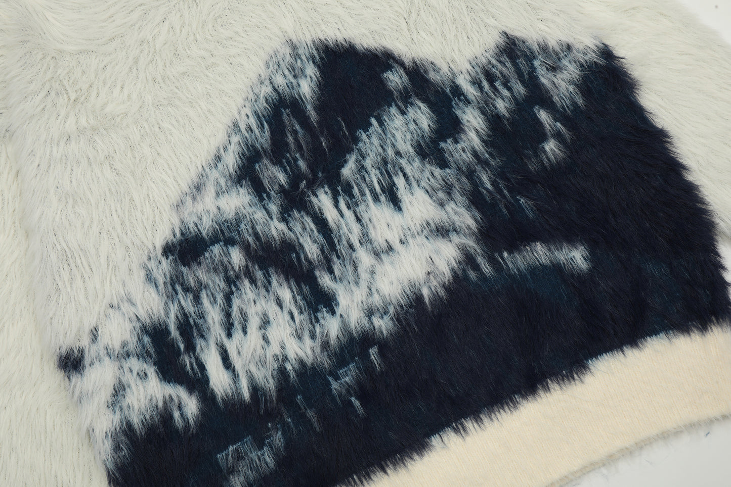 Mountain Jacquard Fuzzy Knit Sweater Oversized Mohair Feel Crewneck Streetwear Y2K Winter Pullover | Snow Peak
