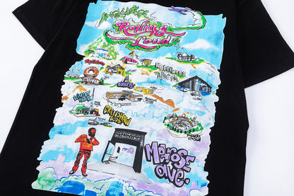 Oversized Short Sleeve Graphic Tee Dropped Shoulder Streetwear Summer Casual T-Shirt | Haze Sip