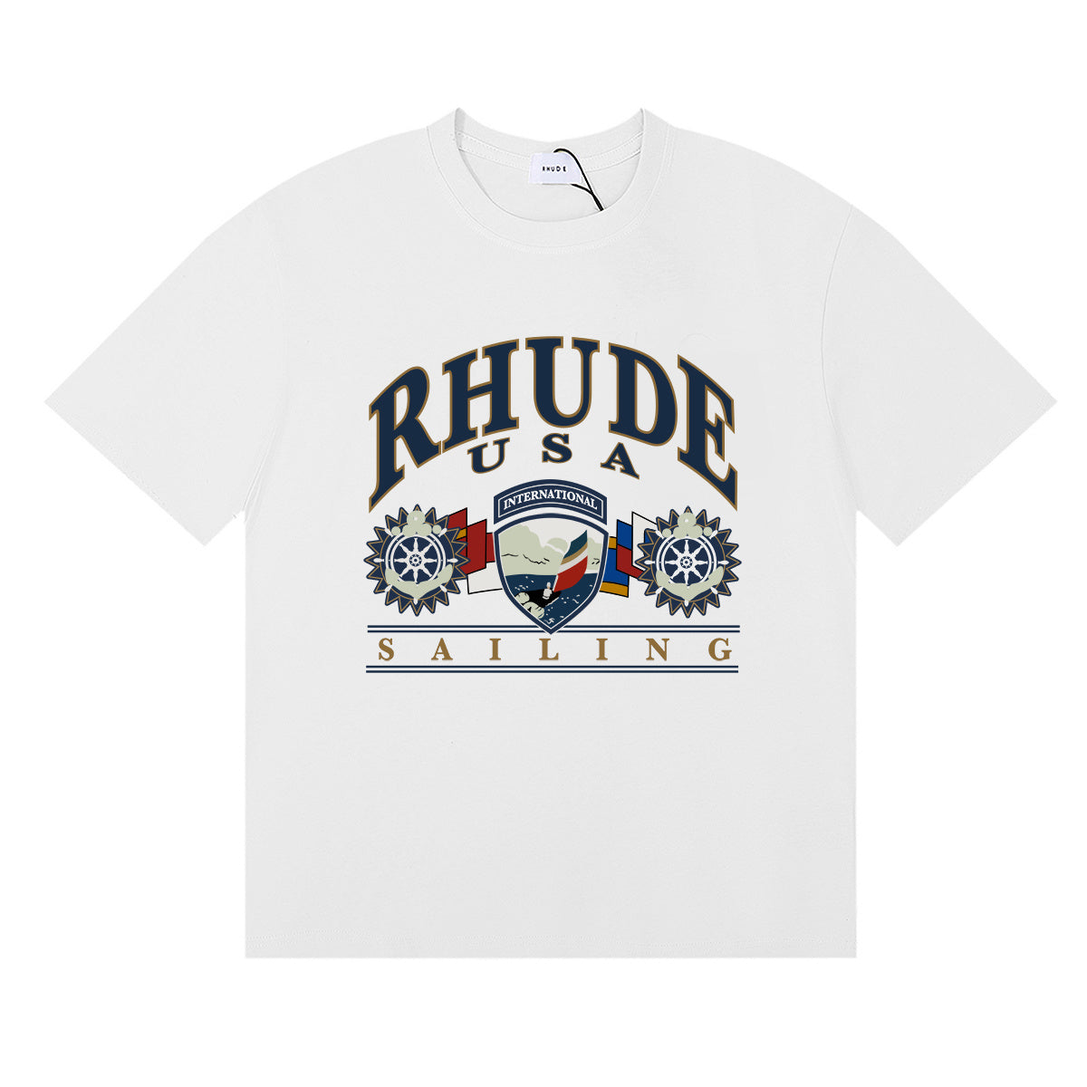 编号50189，美潮Rhude USA Sailing印花高品质双纱纯棉短袖T恤男女11 - 6