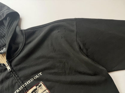 Stretched Out Thermal Lined Zip Up Hoodie - Washed Black