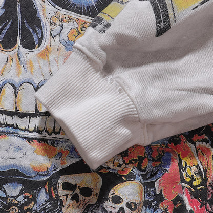 Majestik Floral Skull Rhinestone Fleece Hoodie