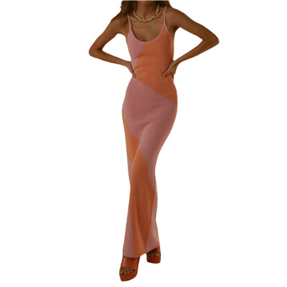 Kleider für Damen, Sommer, Strick, Aushöhlen, Sexy, Ausgehen, Midi-Maxikleid, ärmellos, langes Cut-Out-Kleid