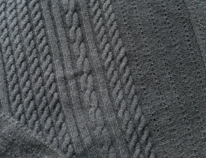 Asymmetrical Distressed Cashmere Cardigan - Tweed Gray