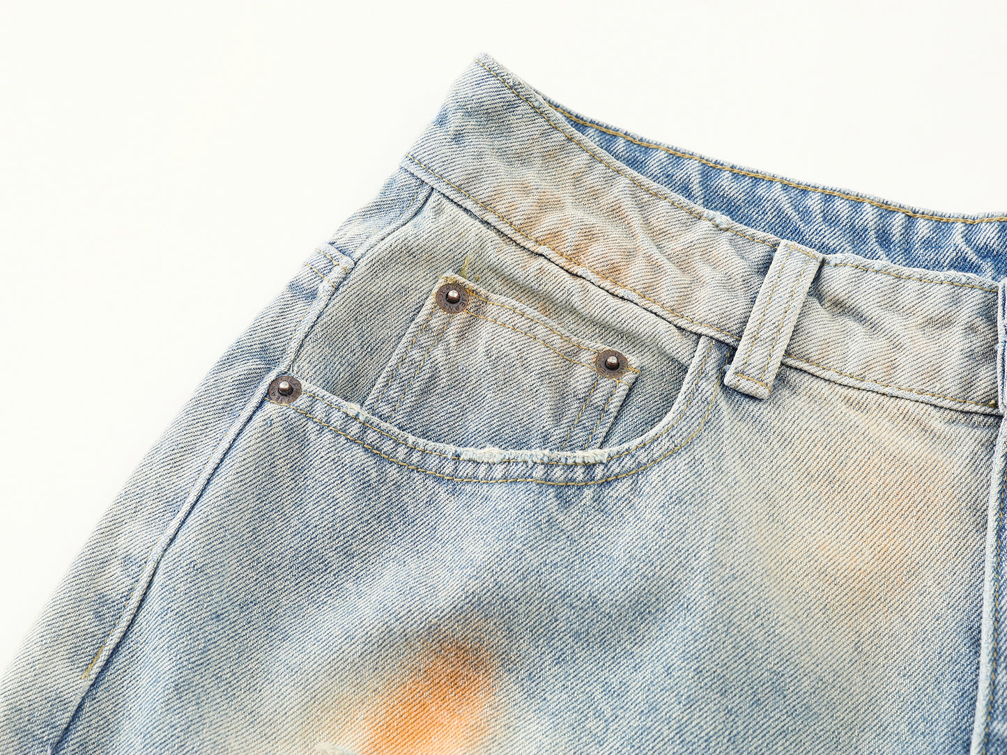 Tie-Dye Distressed Ripped Denim Shorts Wide Leg High Waist Washed Streetwear Summer Casual Jean Shorts | Rust Bloom