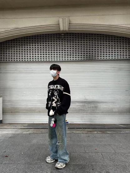 “Angst” Russian Graphic Knit Sweater
