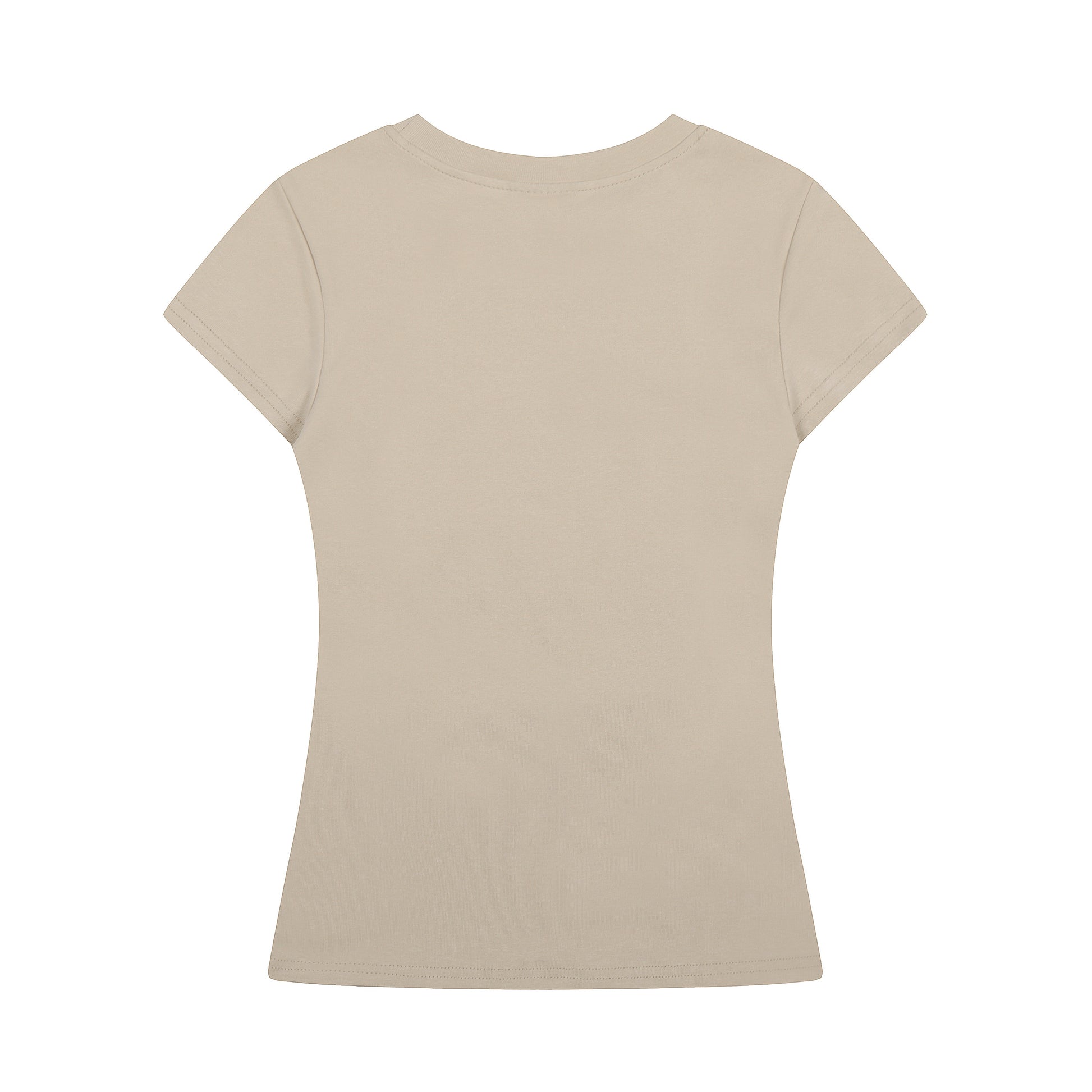 Lion Cross Rhinestone Fitted Tee Beige Back