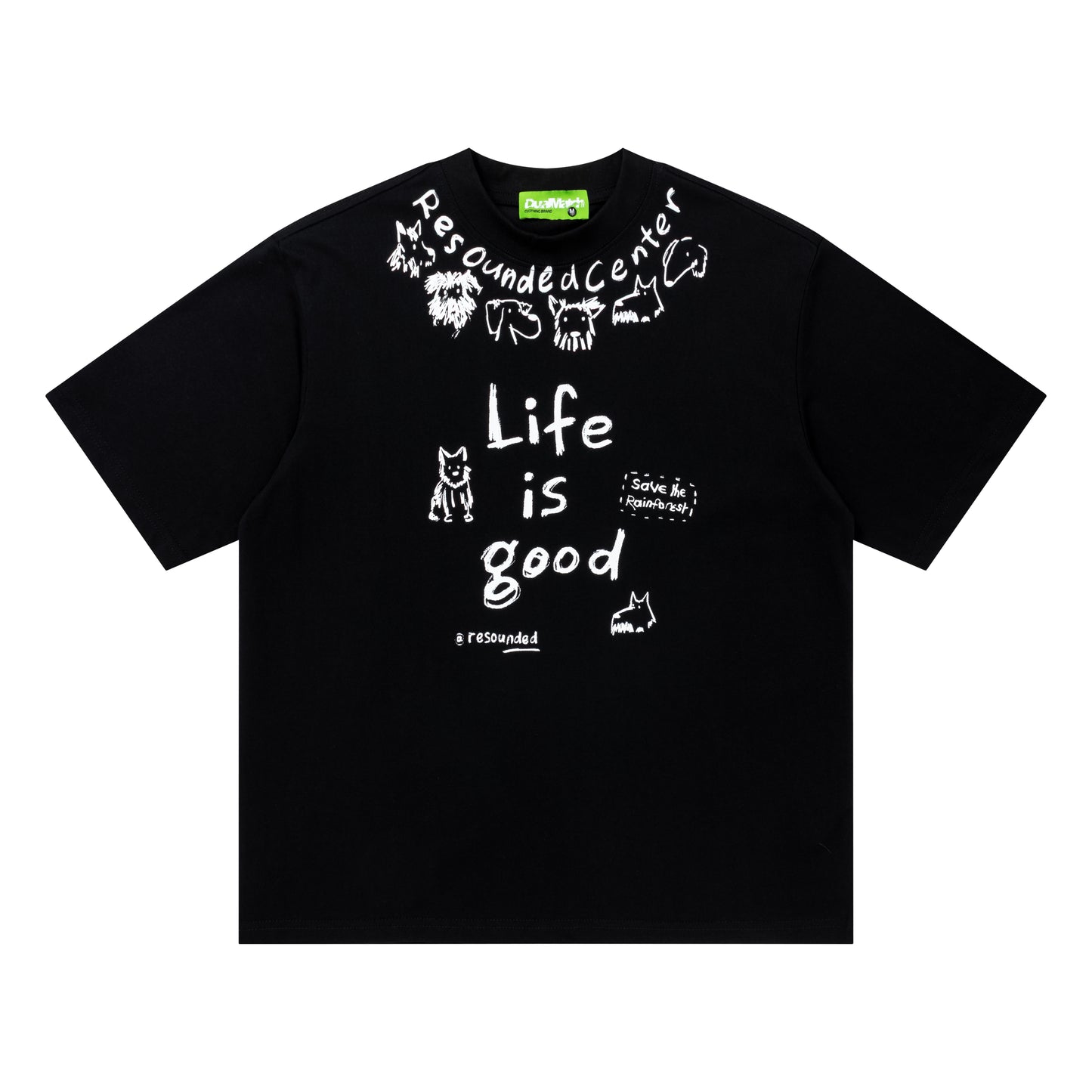White DuoMatch Life Is Good doodle tee front view