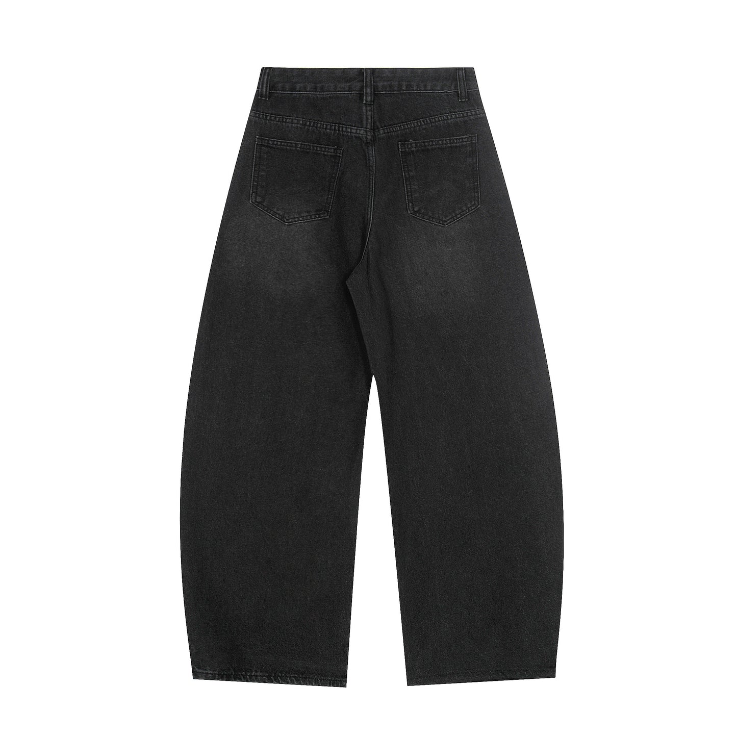 Severs Graffiti Rivet Side Seam Wide Leg Jeans - Black Back