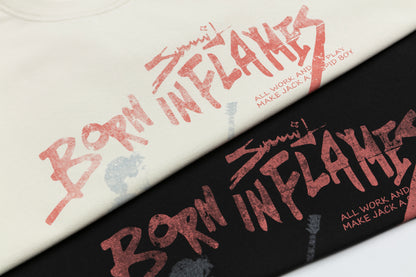 Born In Flames Rock Band Graphic Oversized Tee Grunge Guitarist Print Streetwear Short Sleeve T-Shirt