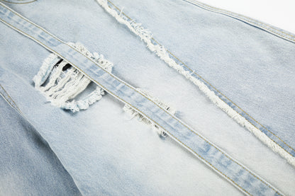 Ripped Distressed Wide Leg Barrel Jeans High Waist Streetwear Y2K Vintage Light Wash Denim Pants | Rip Barrel