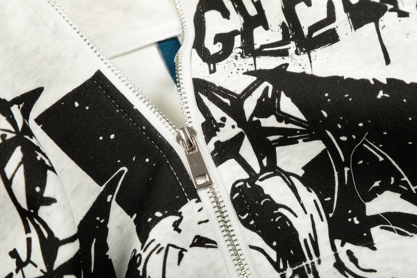 Anime Graphic Faux Fur Collar Zip Hoodie Jacket Studded Streetwear Y2K Grunge Winter Coat