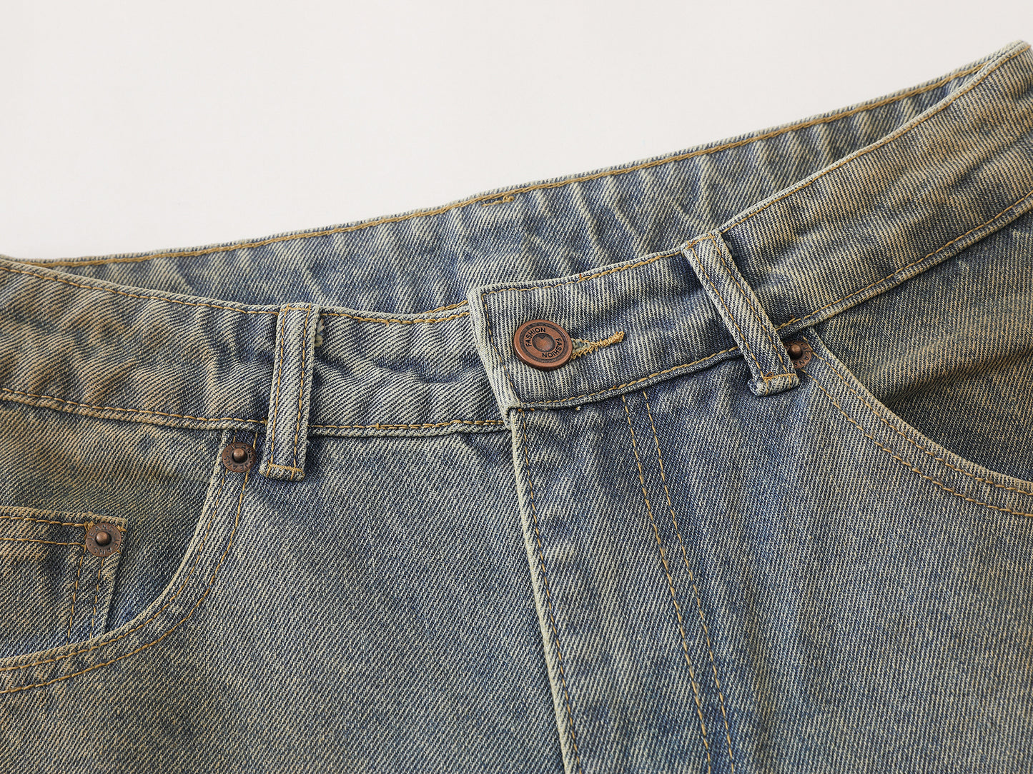 Clay Wash Arc Seam Balloon Wide Leg Jeans Earth Tone Fading Multi-Panel High Waist Baggy Denim Trousers Vintage Streetwear | Clay Arc