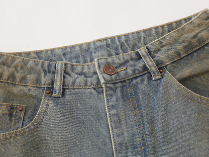 Clay Wash Arc Seam Balloon Wide Leg Jeans Earth Tone Fading Multi-Panel High Waist Baggy Denim Trousers Vintage Streetwear | Clay Arc
