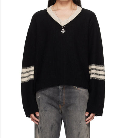 Enfants Riches Déprimés Asymmetrical Varsity V-Neck Sweater