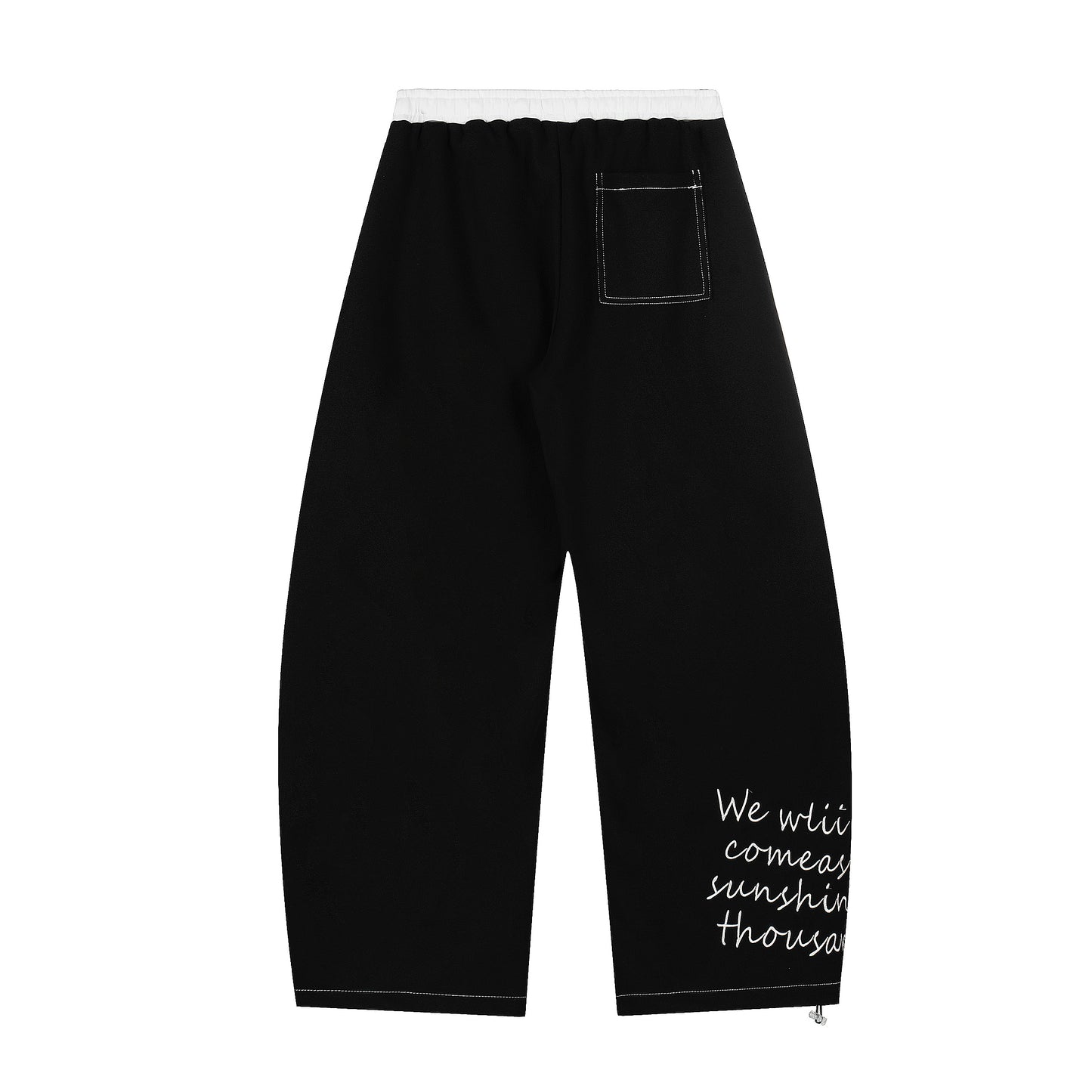 Severs Script Embroidery Wide Leg Pants - Brown Back Detail
