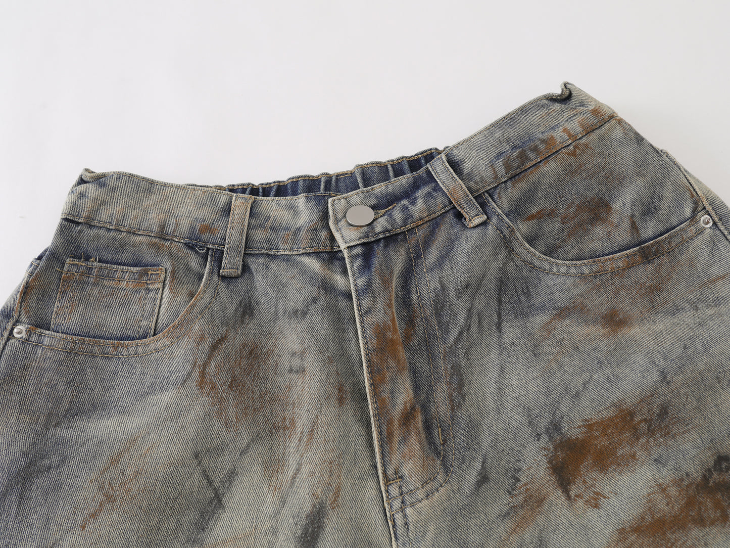 Mud Dye Earth Tone Wide Leg Denim Shorts High Waist Washed Vintage Streetwear Summer Casual Jean Shorts | Dust Storm