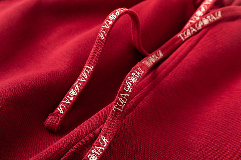 Red Trapstar zip hoodie and joggers tracksuit set with embroidered chest logo - view 6