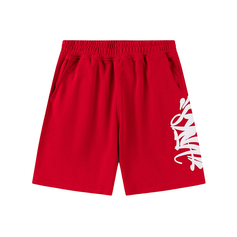 Blue unisex graphic T-shirt and shorts set with crewneck top, elastic waist shorts, and side pockets - view 6