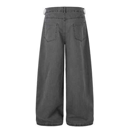 Zip Block Washed Wide Leg Cargo Pants High Waist Streetwear Y2K Vintage Knee Zip Patchwork Trousers | Zip Block