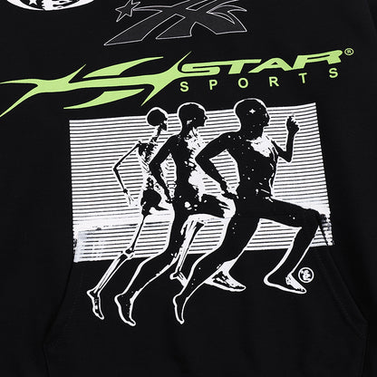 Hellstar Sports Lime Green Runner Graphic Hoodie 'Black'
