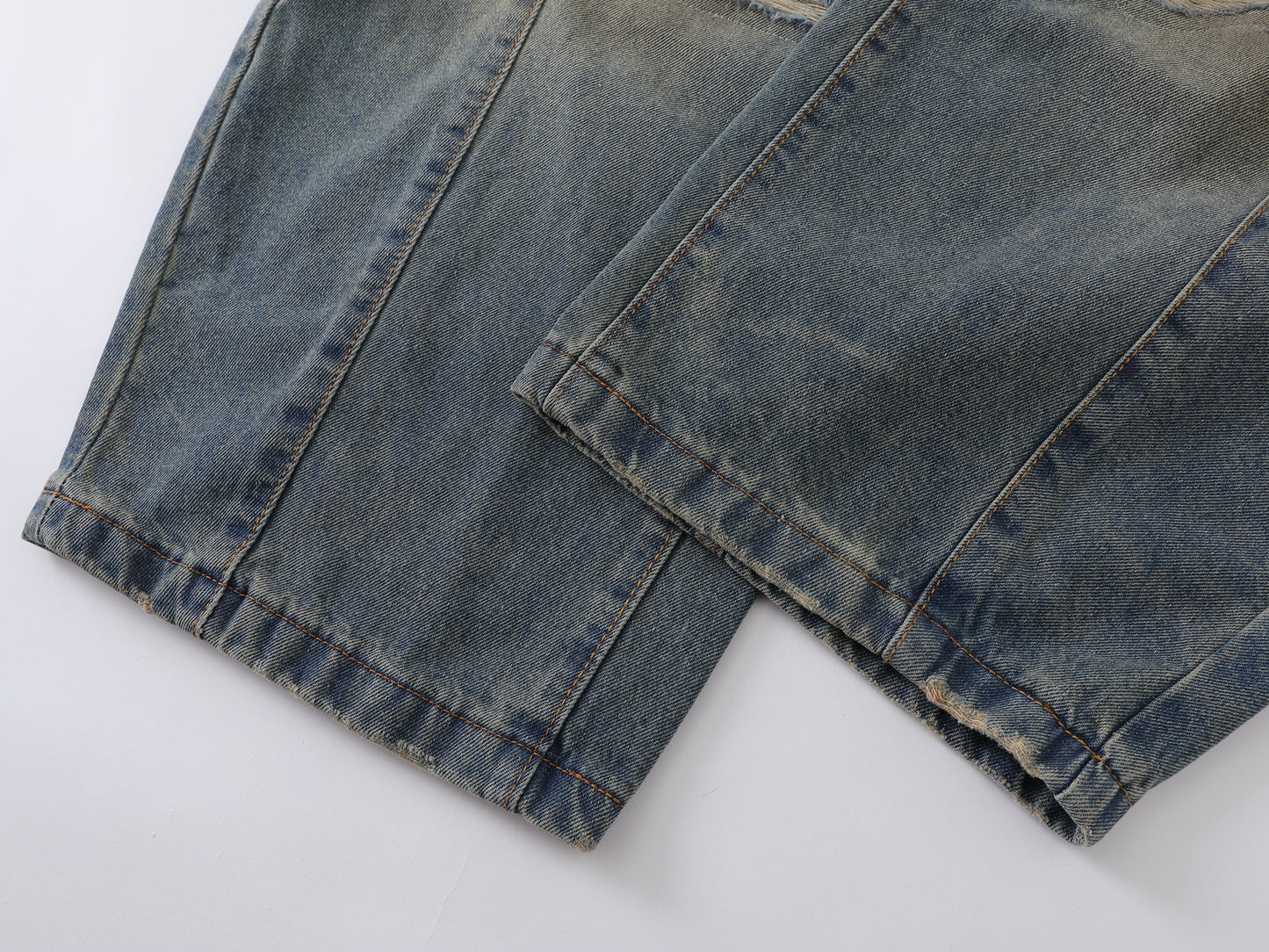 Heavy Ripped Multi-Panel Barrel Wide Leg Jeans Earth Tone Mud Wash Distressed Arc Seam High Waist Baggy Denim Trousers | Rip Arc