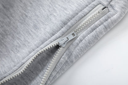 Blue and Gray Chevron Hoodie and Joggers Tracksuit Set, Drawstring Two Piece Streetwear Outfit