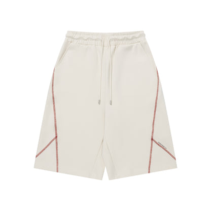 Contrast Stitch Drawstring Shorts Wide Leg Elastic Waist Streetwear Summer Casual Shorts