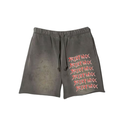 Saint Michael Graffiti Washed Shorts Oversized Cotton Terry Drawstring Distressed Streetwear Casual | Saint Dirty